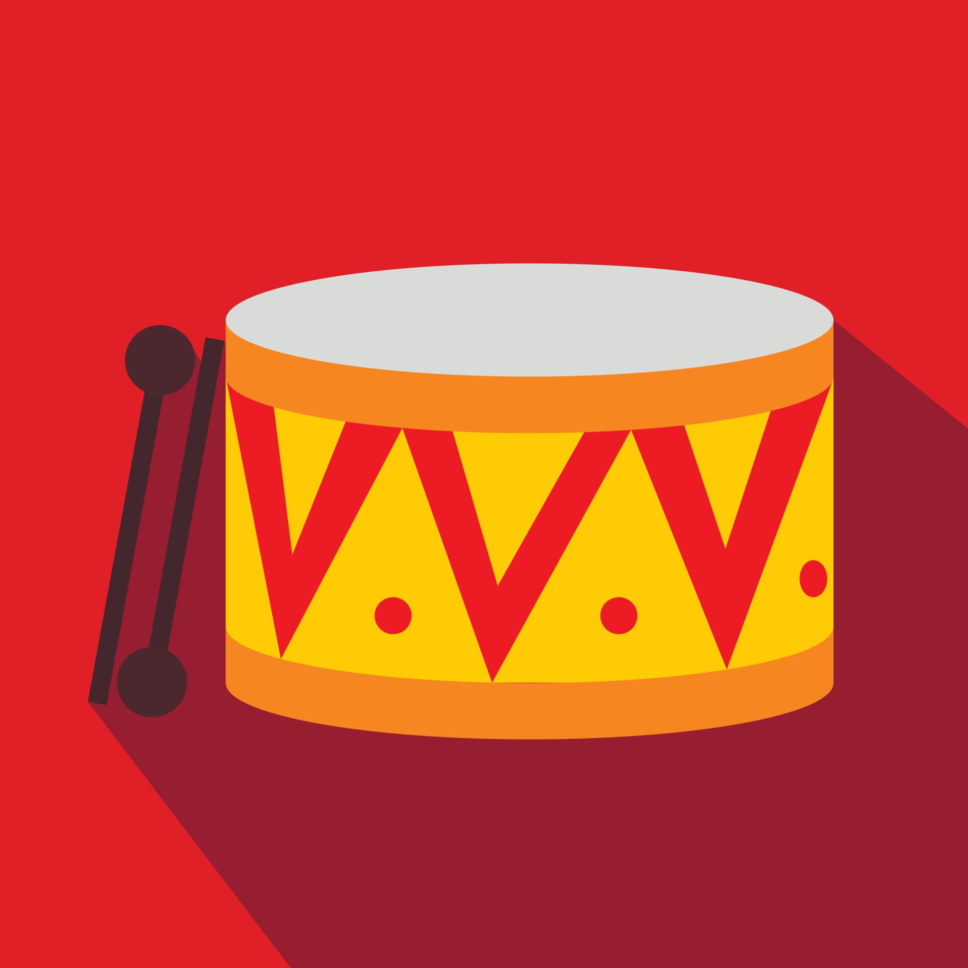 Drum flat icon 14022162 Vector Art at Vecteezy