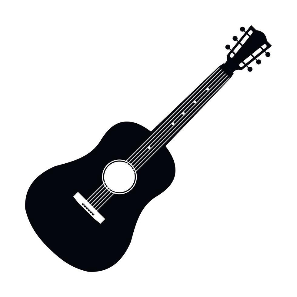 Acoustic guitar black icon vector