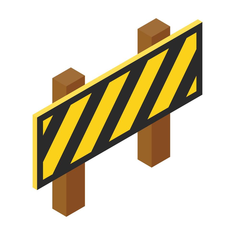 Traffic barrier isometric 3d icon vector