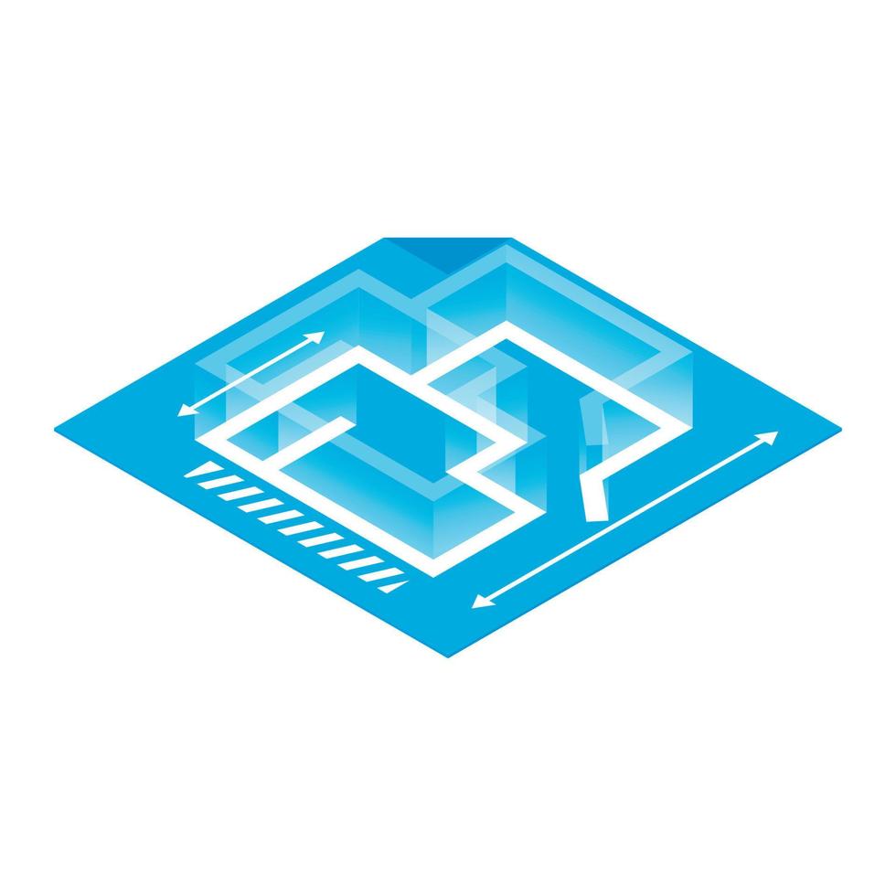 Architectural plan isometric 3d icon vector