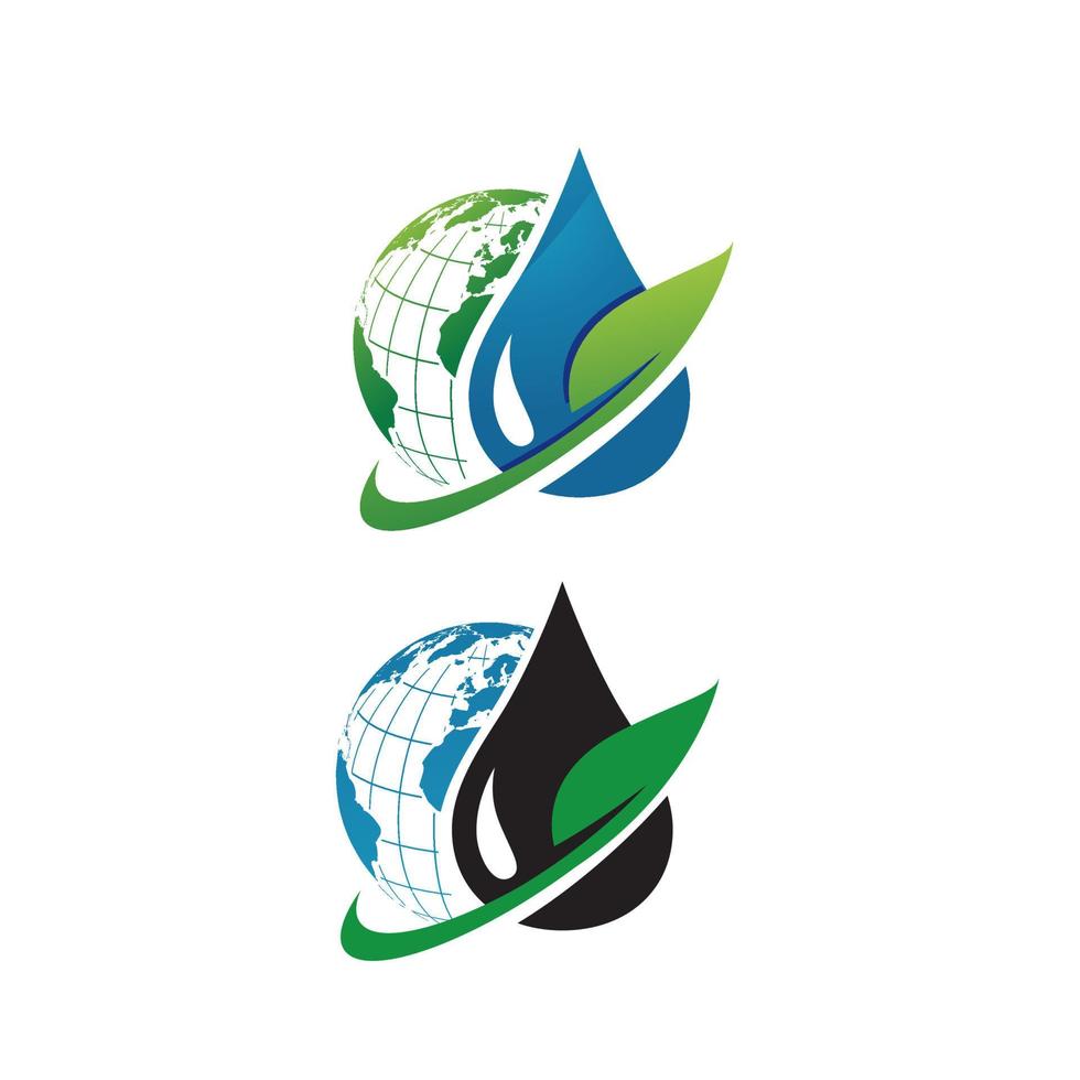 green leaf global globe logo design vector illustrations