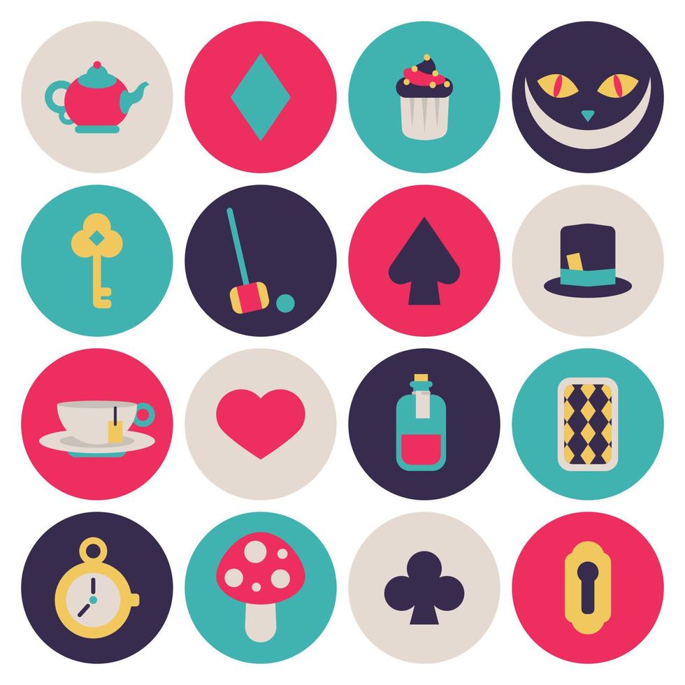 Circled Wonderland Icons vector