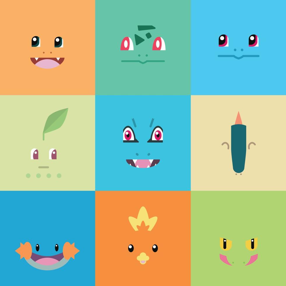 caras iniciales de pokemon vector