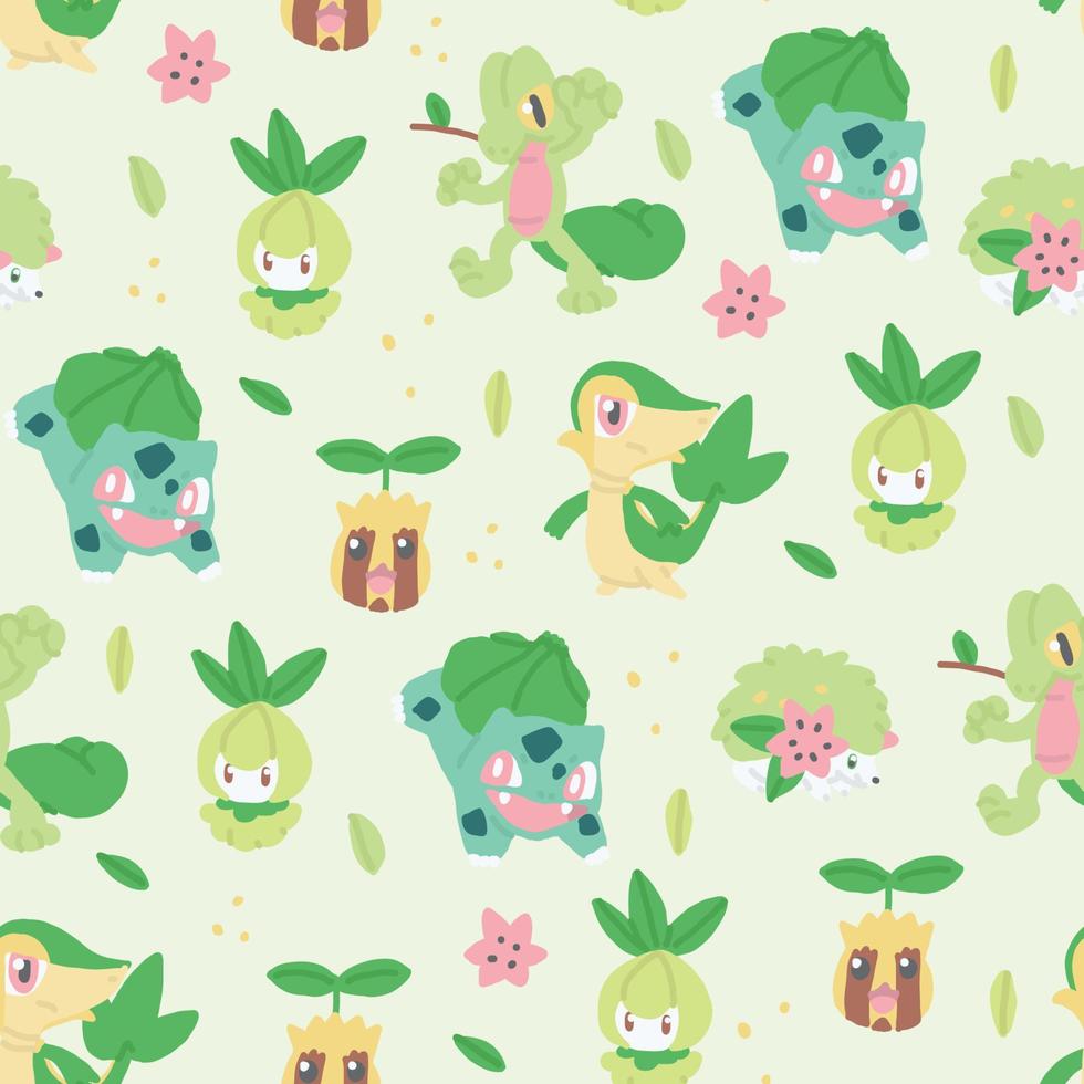 Grass Pokemon Pattern vector