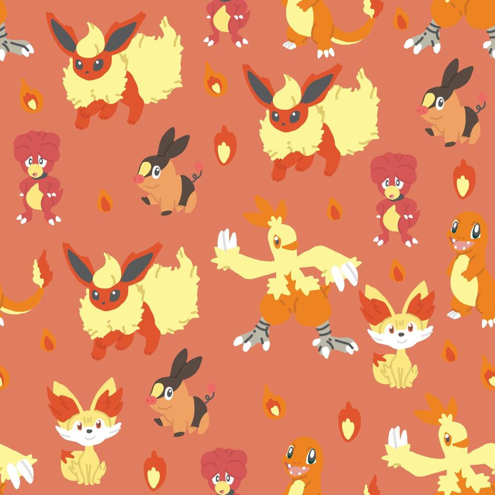 Fire Pokemon Pattern vector