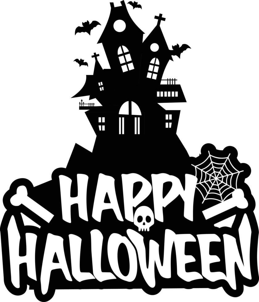 diseño de halloween con tipografía y vector de fondo blanco