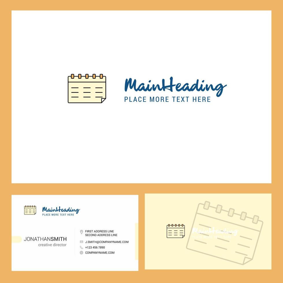 Calendar Logo design with Tagline Front and Back Busienss Card Template Vector Creative Design