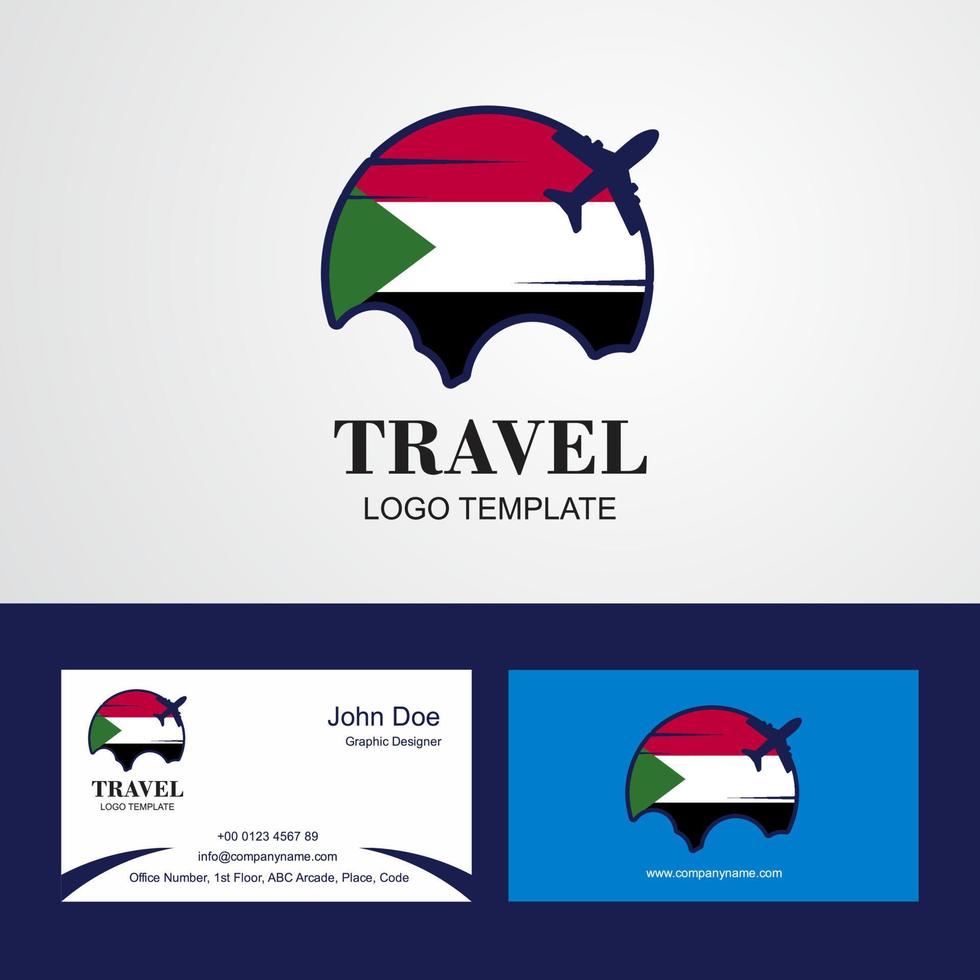 Travel Sudan Flag Logo and Visiting Card Design vector