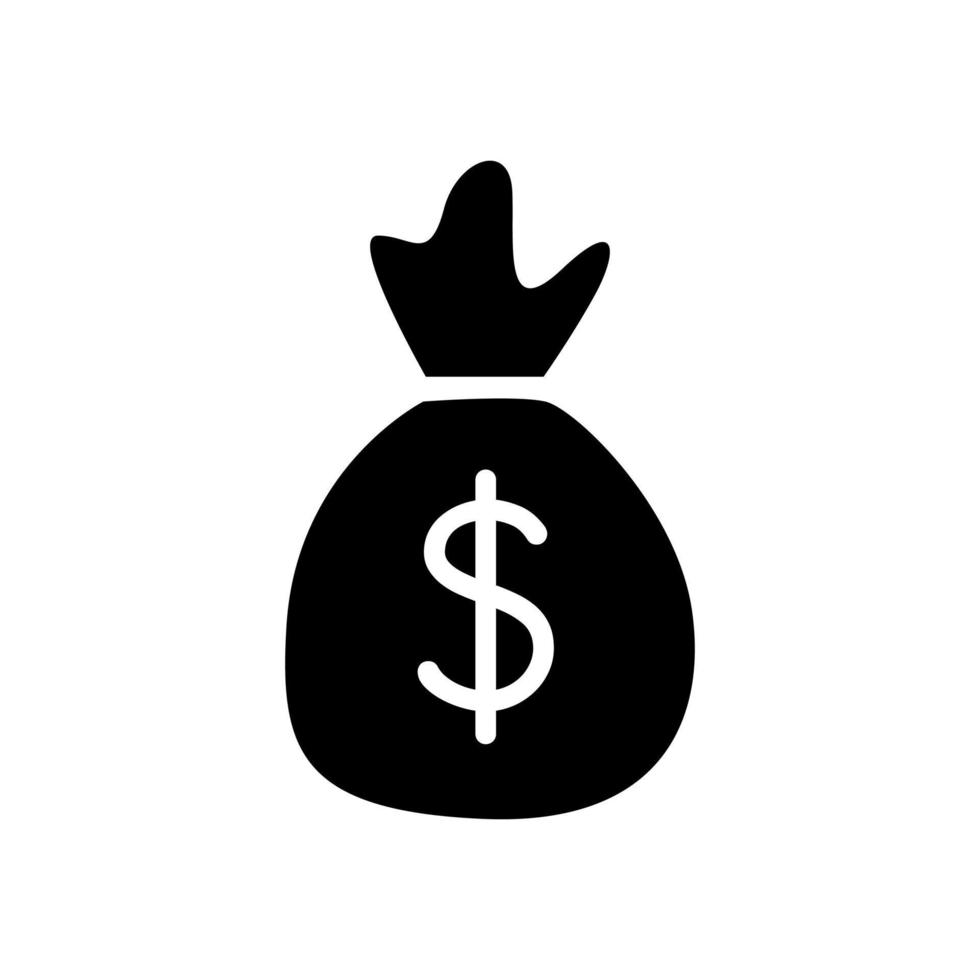 icono de vector de logotipo de bolsa de dinero un saco de bolsa de dinero en blanco y negro con signo de dólar