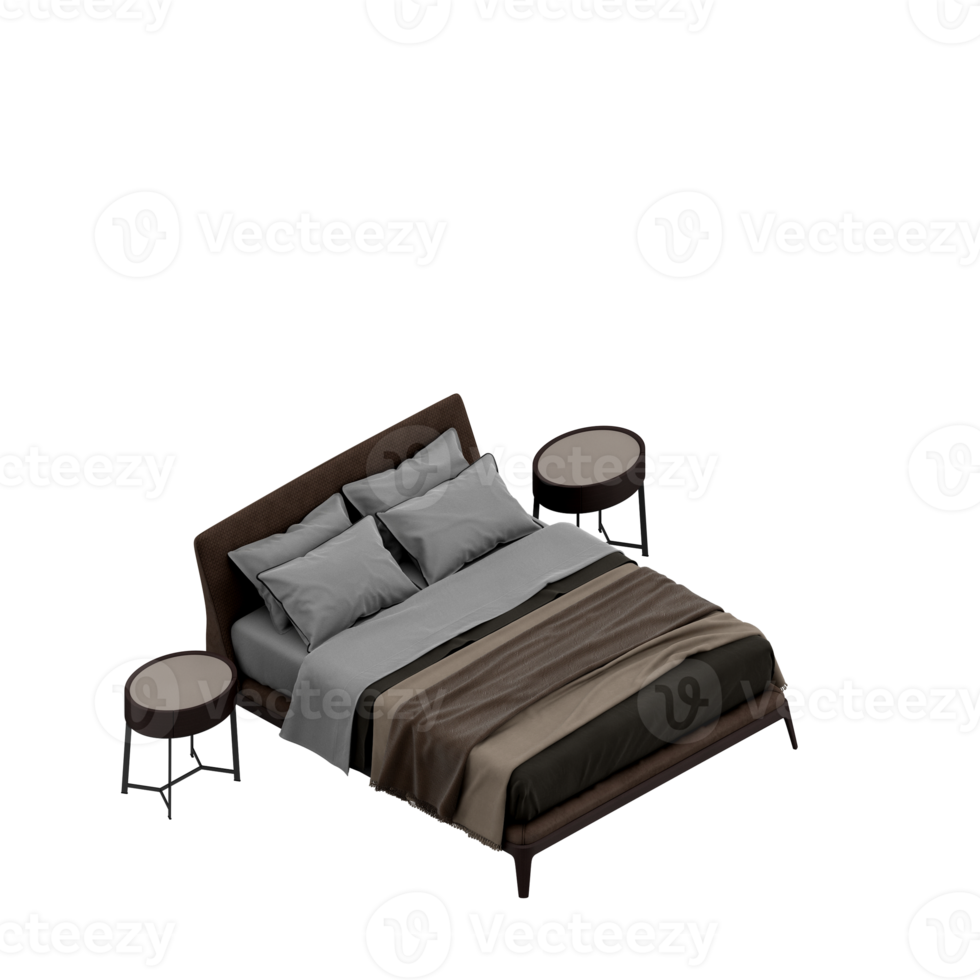 Isometric Bedroom 3D render png