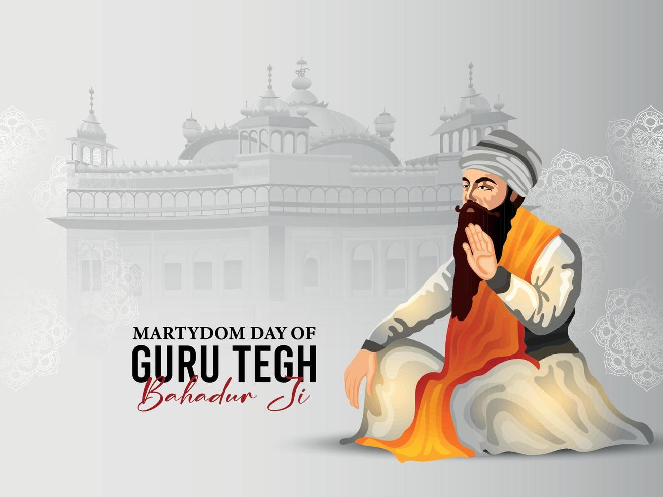 estandarte del gurú tegh bahadur sikh noveno gurú shahidi diwas vector