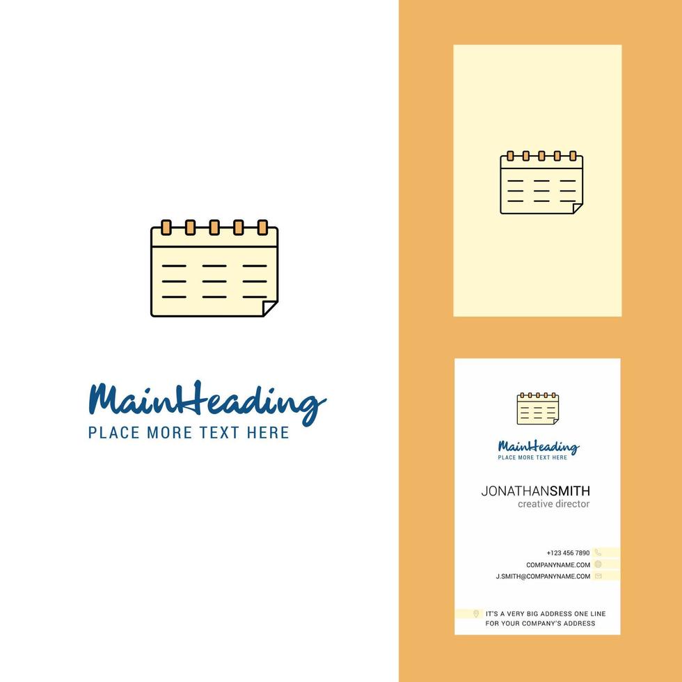Calendar Creative Logo and business card vertical Design Vector