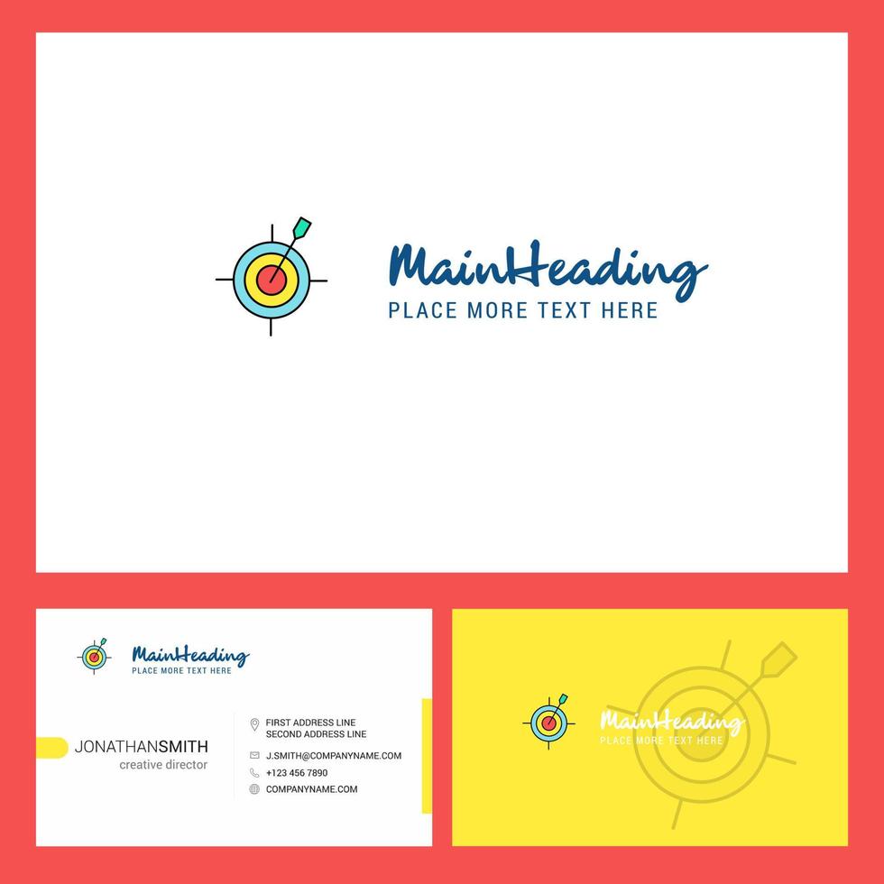 diseño de logotipo de juego de dardos con eslogan frente y parte posterior diseño creativo de vector de plantilla de tarjeta de negocios