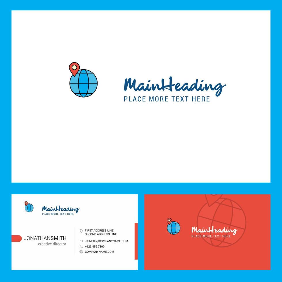 Map location Logo design with Tagline Front and Back Busienss Card Template Vector Creative Design