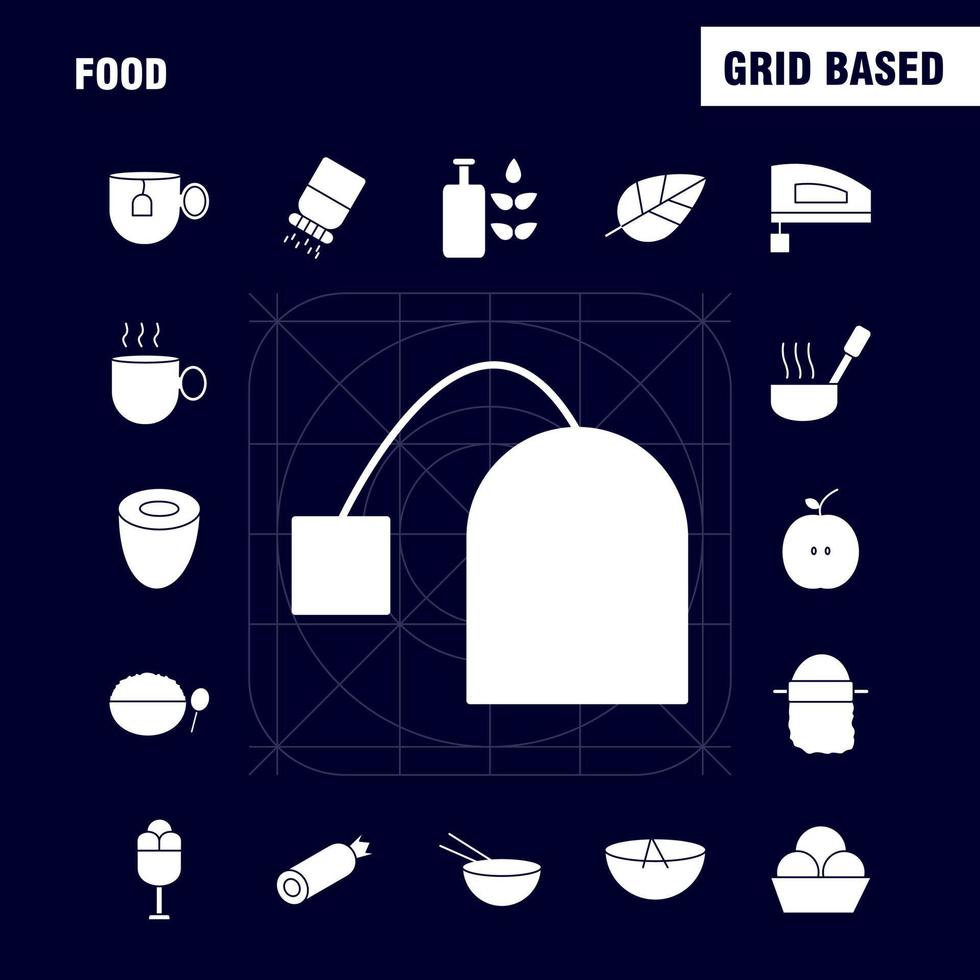 Food Solid Glyph Icons Set For Infographics Mobile UXUI Kit And Print Design Include Pot Cooking Food Meal Kettle Tea Food Meal Collection Modern Infographic Logo and Pictogram Vector