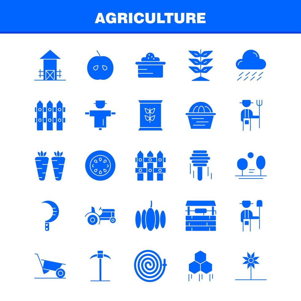 paquete de iconos de glifos sólidos de agricultura para diseñadores y desarrolladores vector
