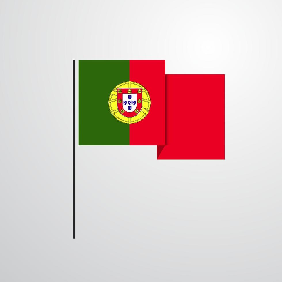 vector de diseño de bandera ondeante de portugal