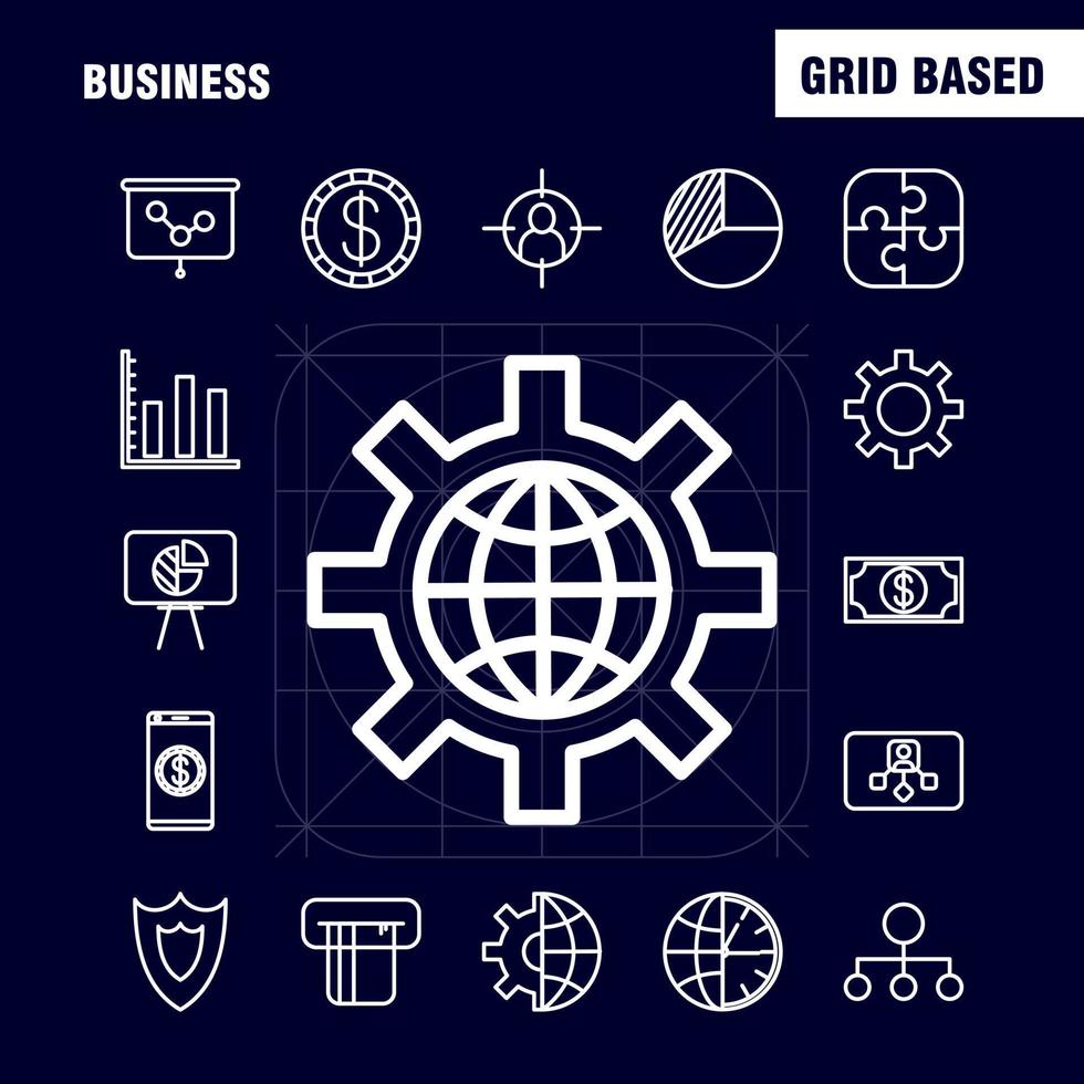 Business Line Icons Set For Infographics Mobile UXUI Kit And Print Design Include Internet Globe Global Communication Mouse Computer Device Pointer Eps 10 Vector