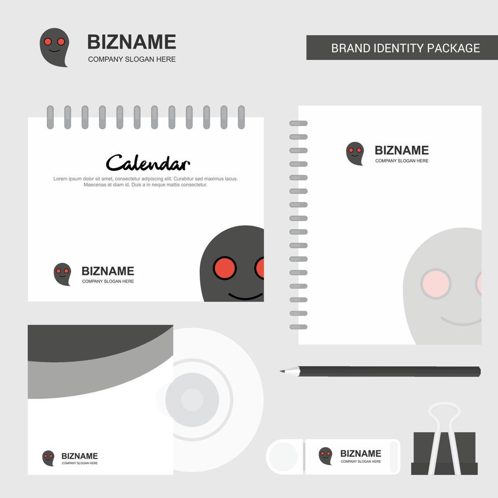 Ghost Logo Calendar Template CD Cover Diary and USB Brand Stationary Package Design Vector Template