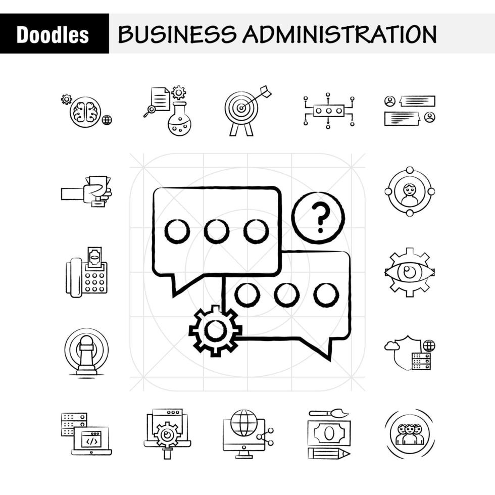 iconos dibujados a mano de administración de empresas establecidos para infografías kit de uxui móvil y diseño de impresión incluyen archivo de documento bill dólar documento archivo pluma calendario colección infografía moderna lo vector