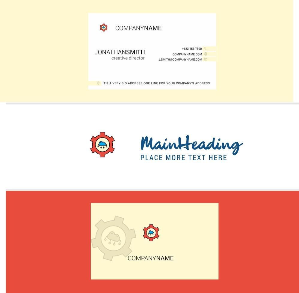 Beautiful Cloud setting Logo and business card vertical Design Vector