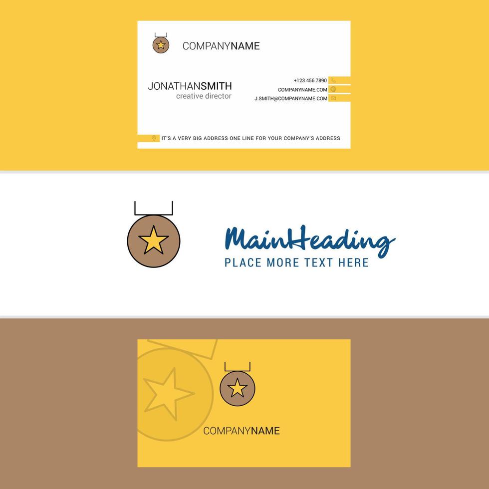 Beautiful Medal Logo and business card vertical Design Vector