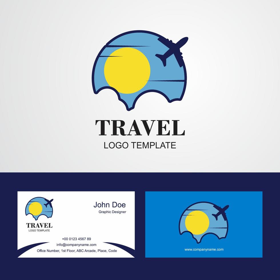 Travel Palau Flag Logo and Visiting Card Design vector
