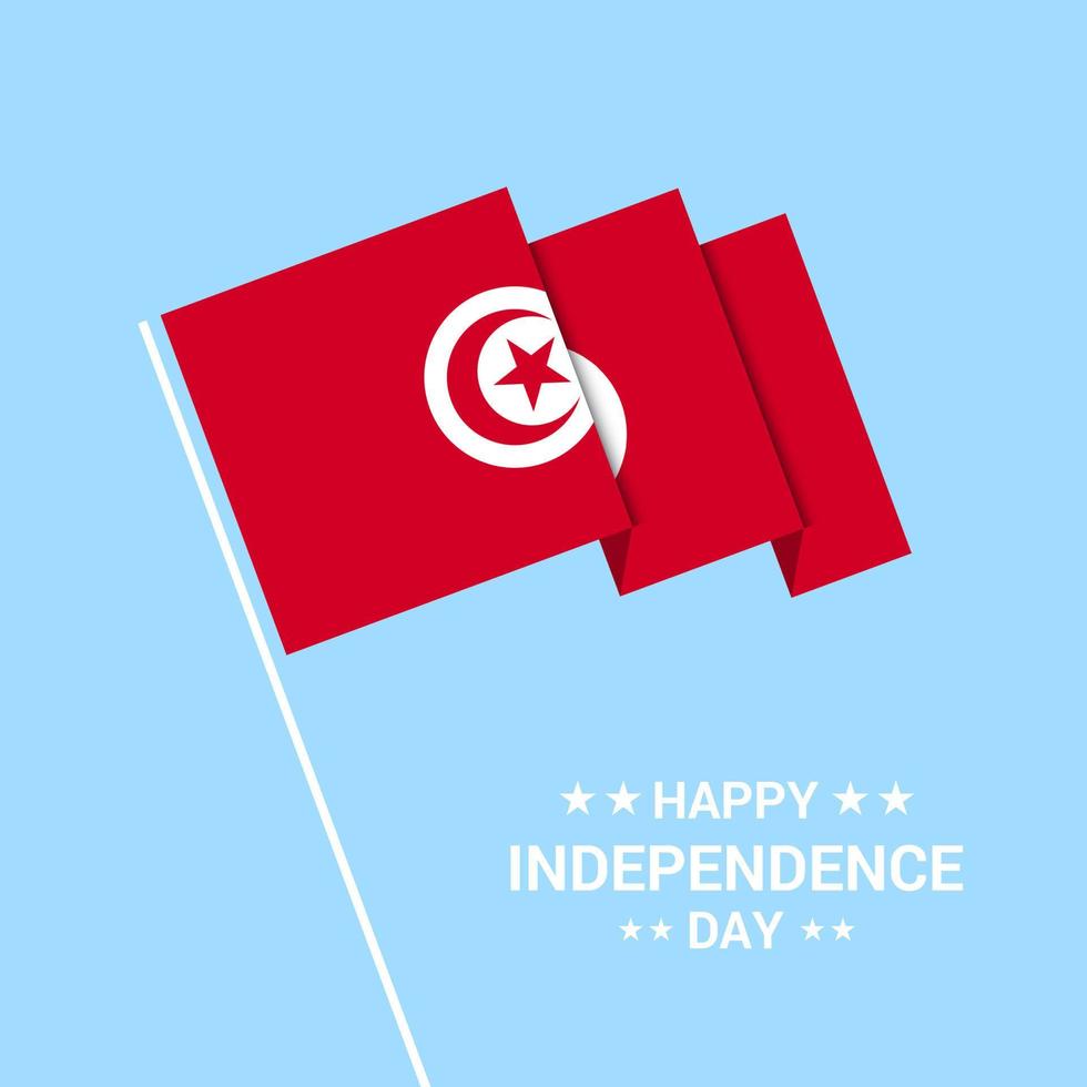 Tunisia Independence day typographic design with flag vector