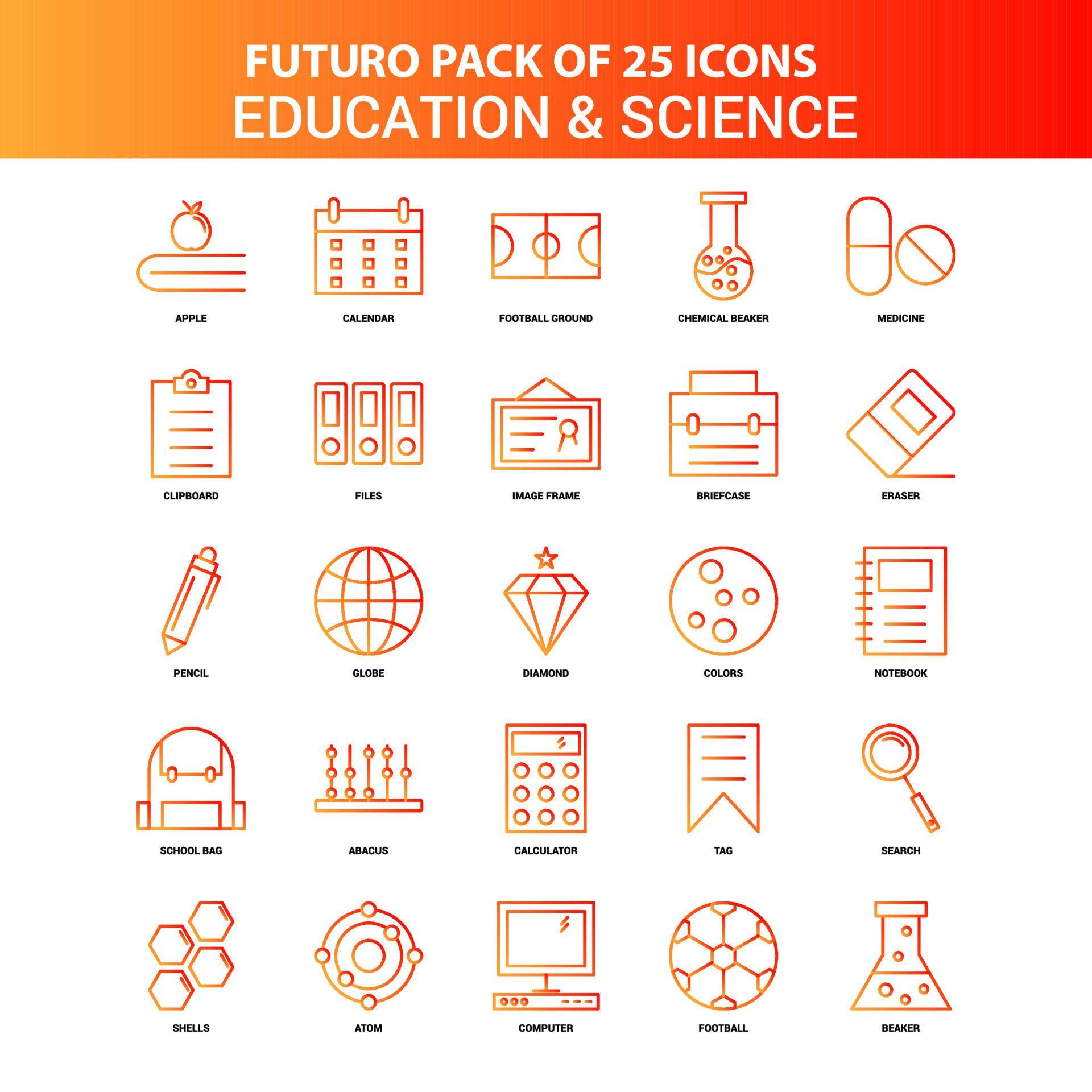 Orange Futuro 25 Education and Science Icon Set 14023173 Vector Art at
