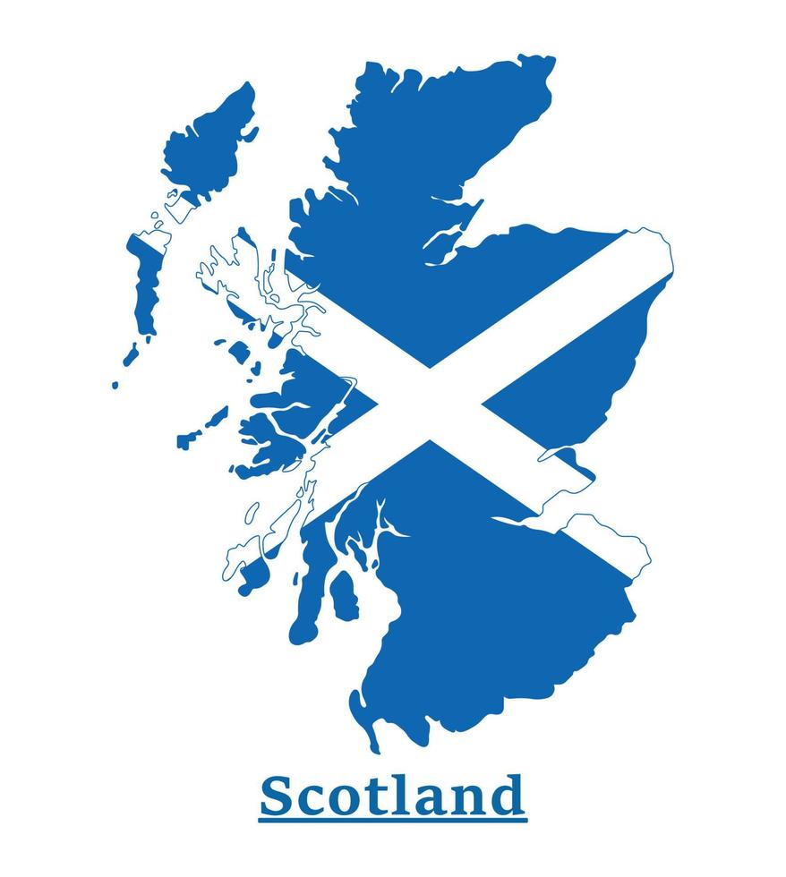 diseño del mapa de la bandera nacional de escocia, ilustración de la bandera del país de escocia dentro del mapa vector