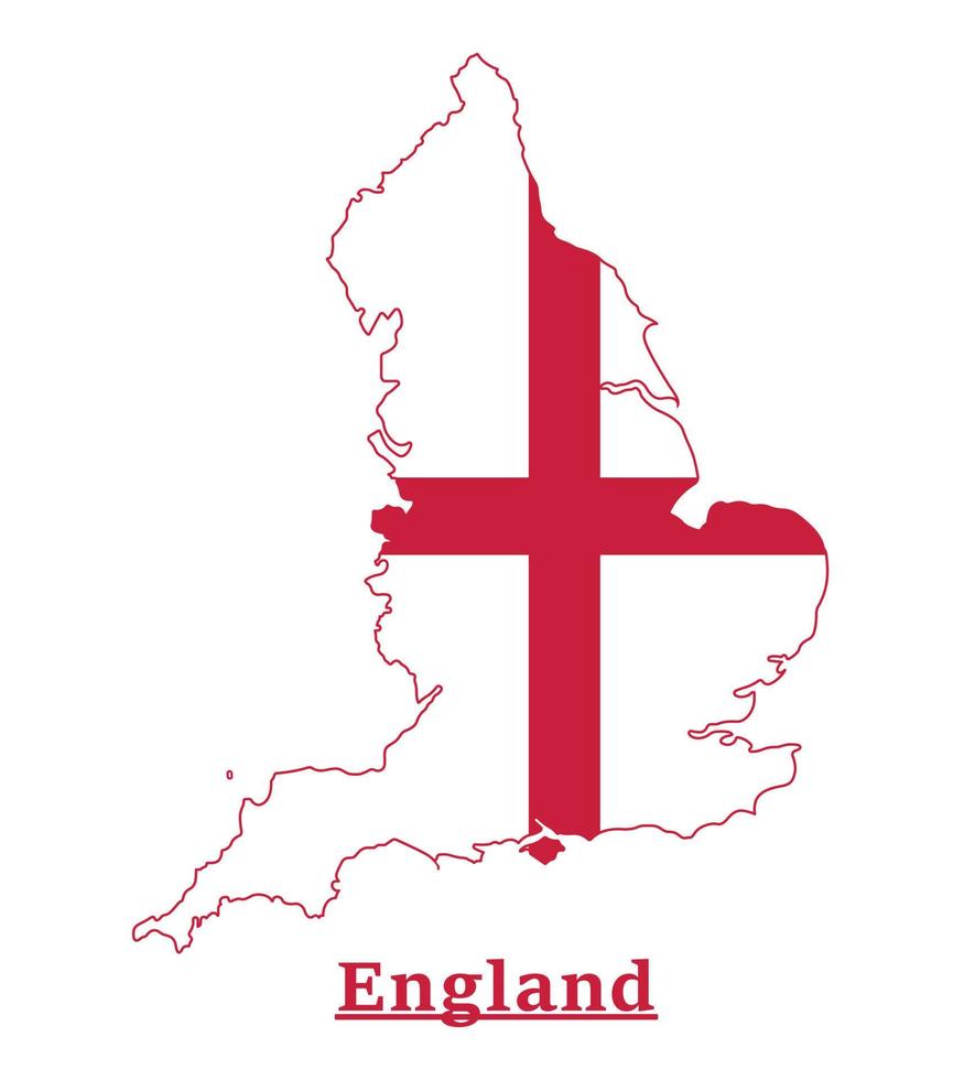 England National Flag Map Design, Illustration Of England Country Flag Inside The Map vector