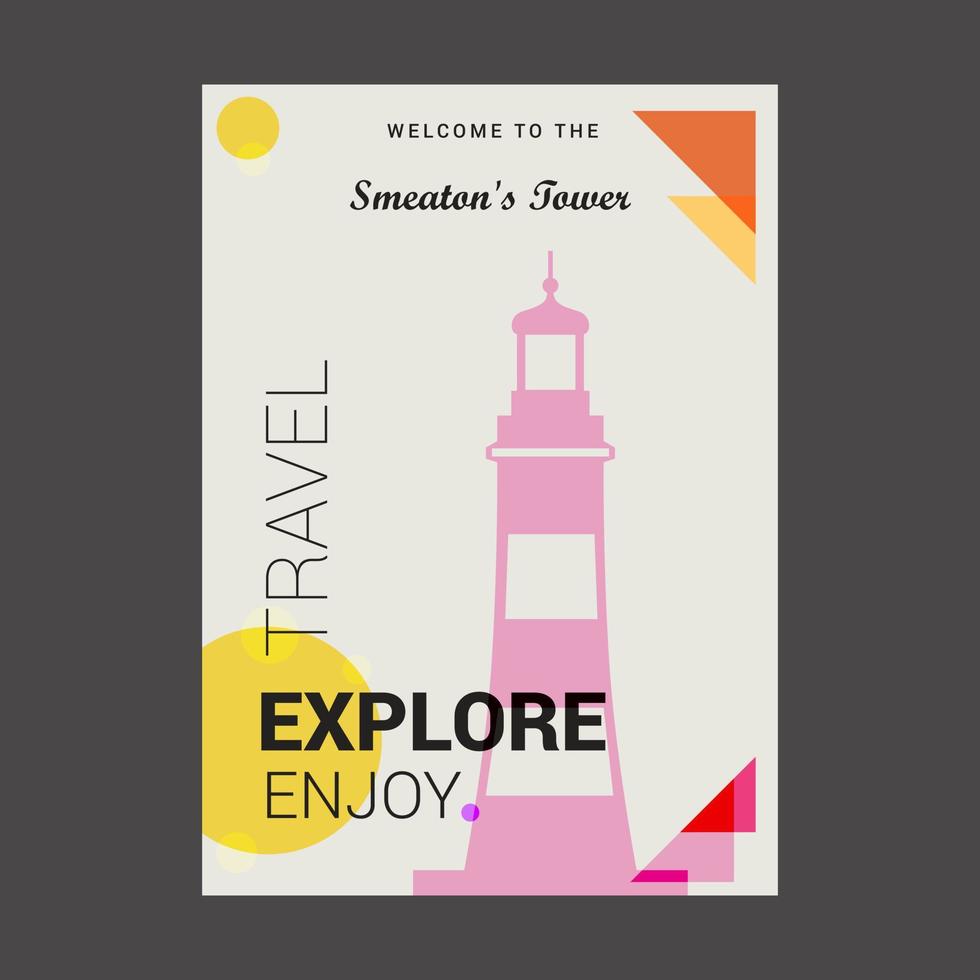 Welcome to The Smeatons Tower South West England Explore Travel Enjoy Poster Template vector