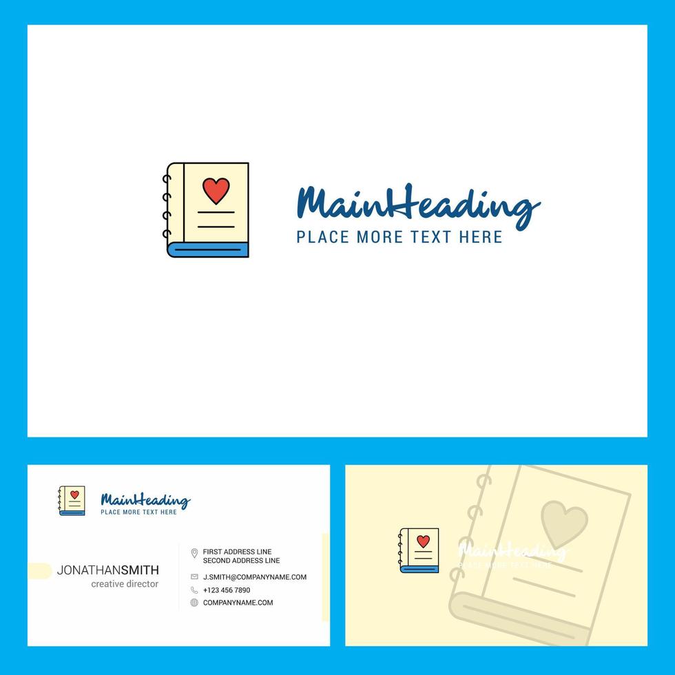 Love diary Logo design with Tagline Front and Back Busienss Card Template Vector Creative Design