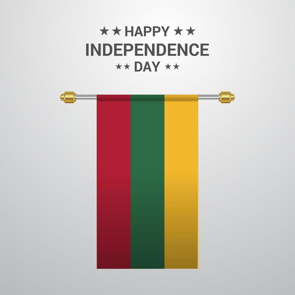 Lithuania Independence day hanging flag background vector