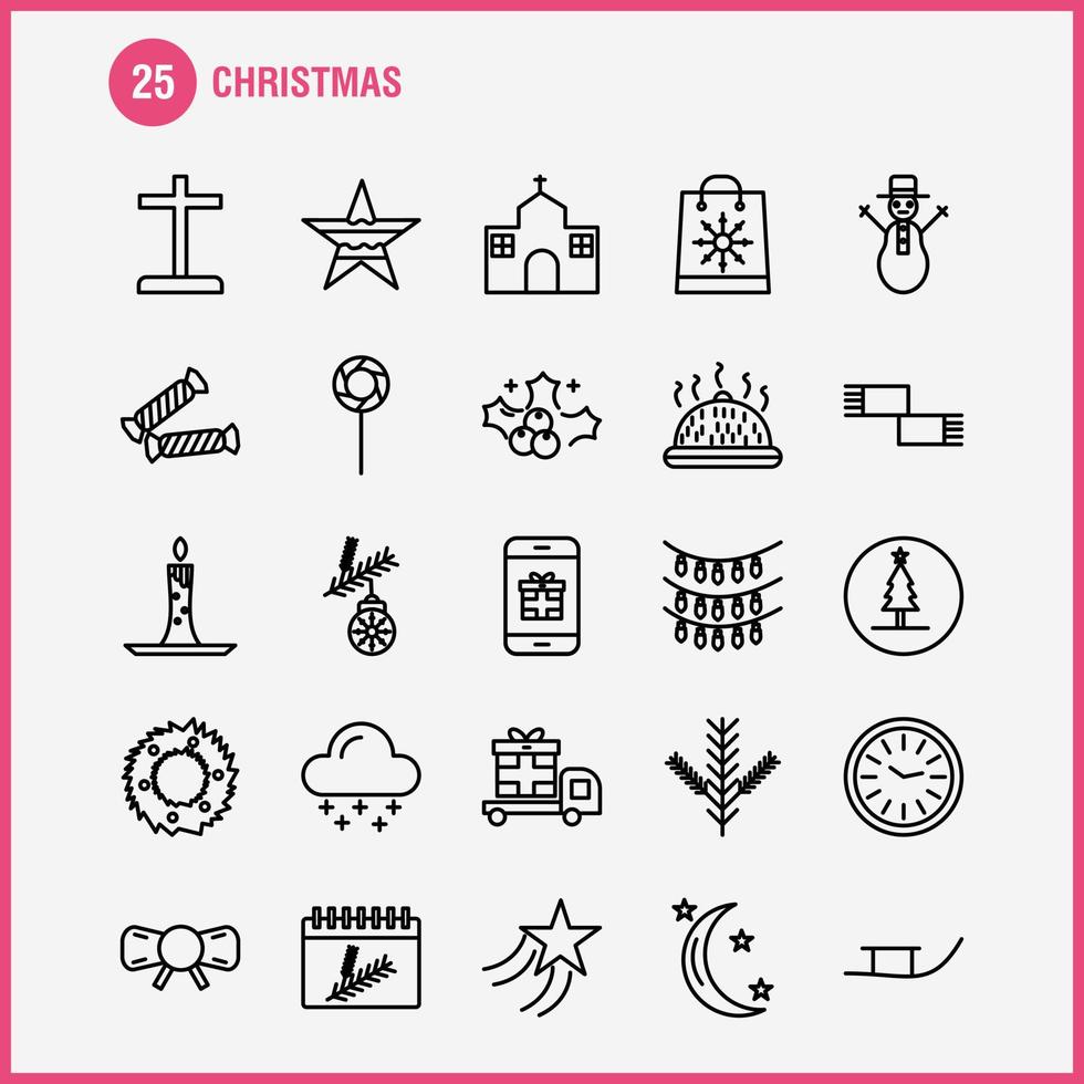 Christmas Line Icons Set For Infographics Mobile UXUI Kit And Print Design Include Truck Travel Gift Box Box Calendar Christmas Christmas Collection Modern Infographic Logo and Pictogram vector