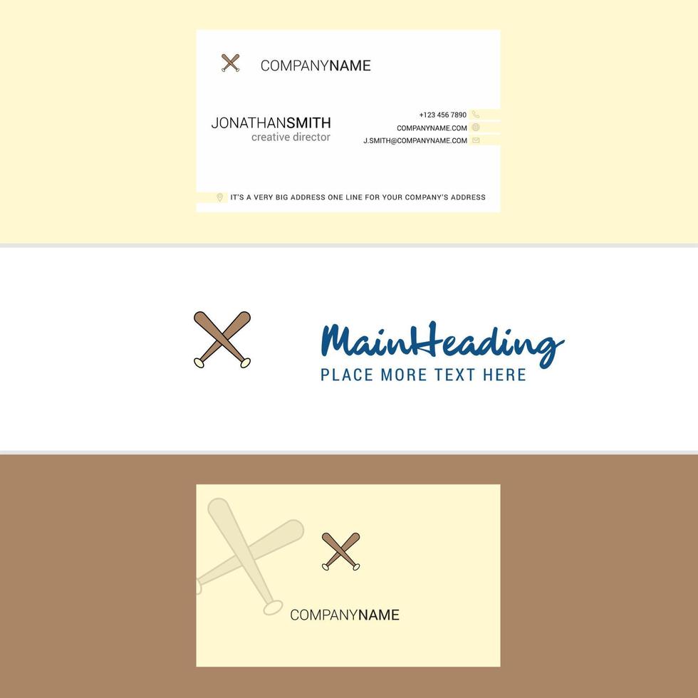 Beautiful Baseball bat Logo and business card vertical Design Vector