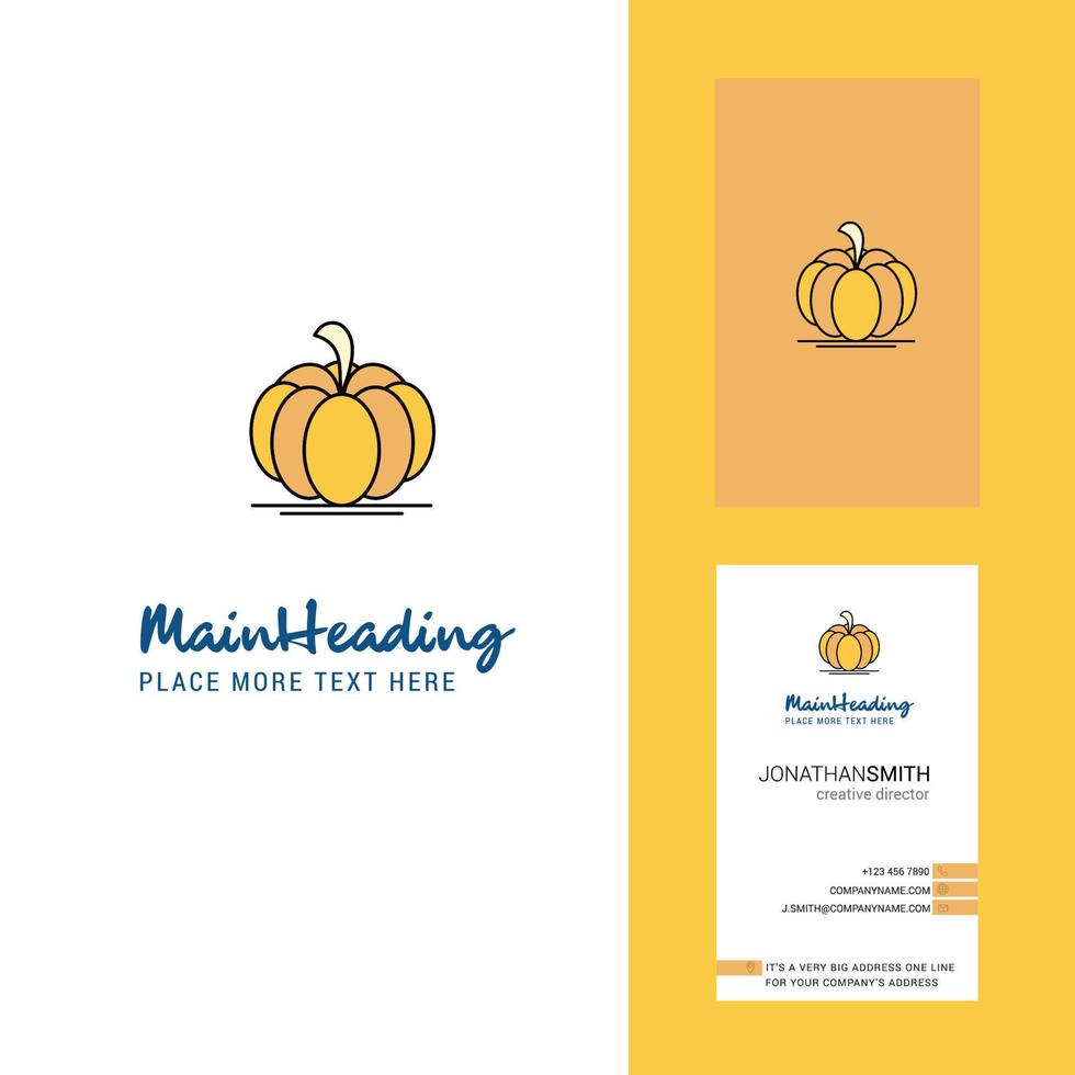 logotipo creativo de calabaza y vector de diseño vertical de tarjeta de visita