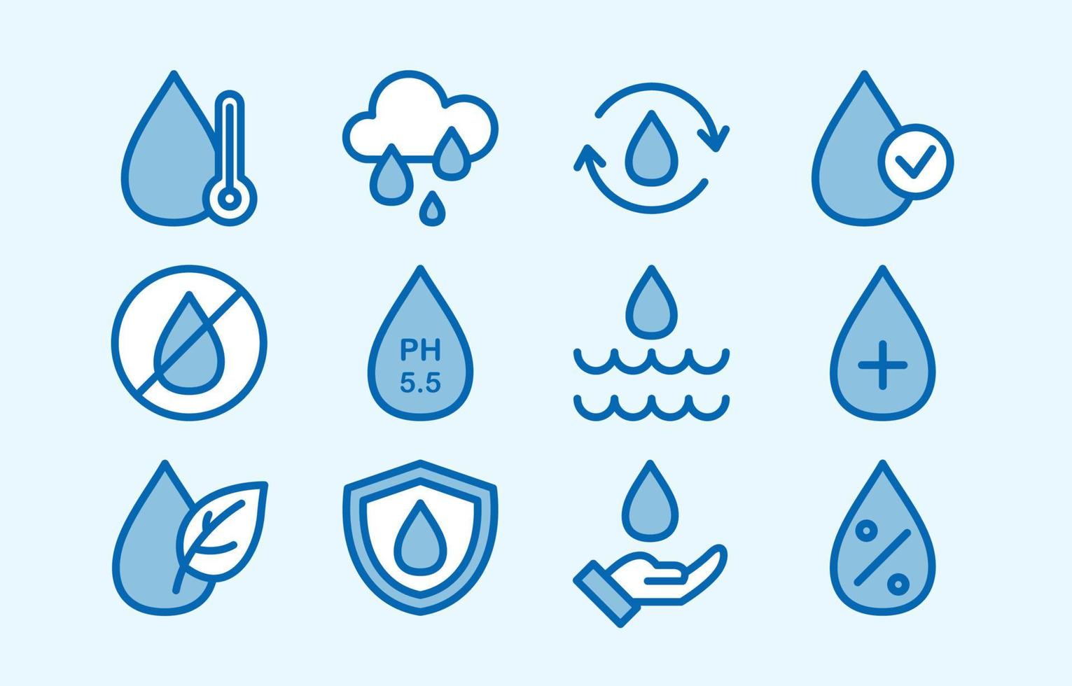 Set Of Water Icon With Line Style vector