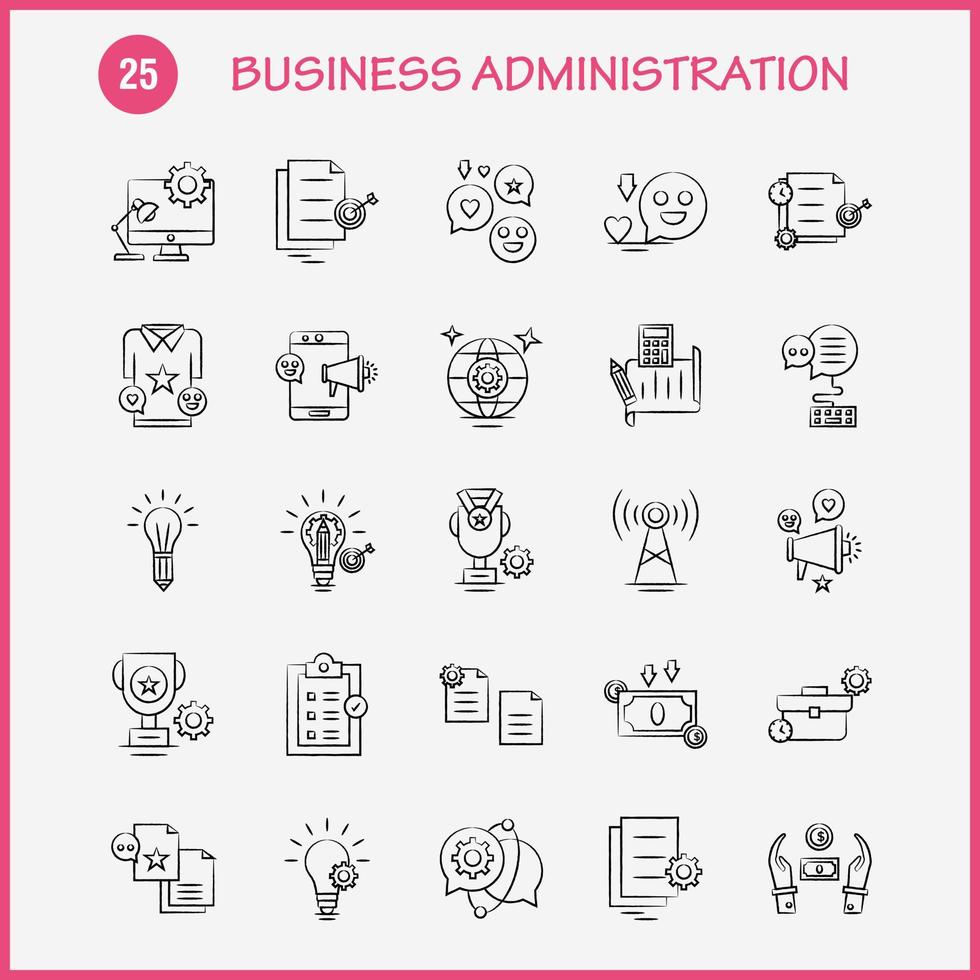 Business Administration Hand Drawn Icons Set For Infographics Mobile UXUI Kit And Print Design Include School Bag Bag School Education Document Setting File Eps 10 Vector
