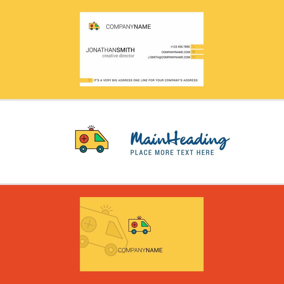 Beautiful Ambulance Logo and business card vertical Design Vector