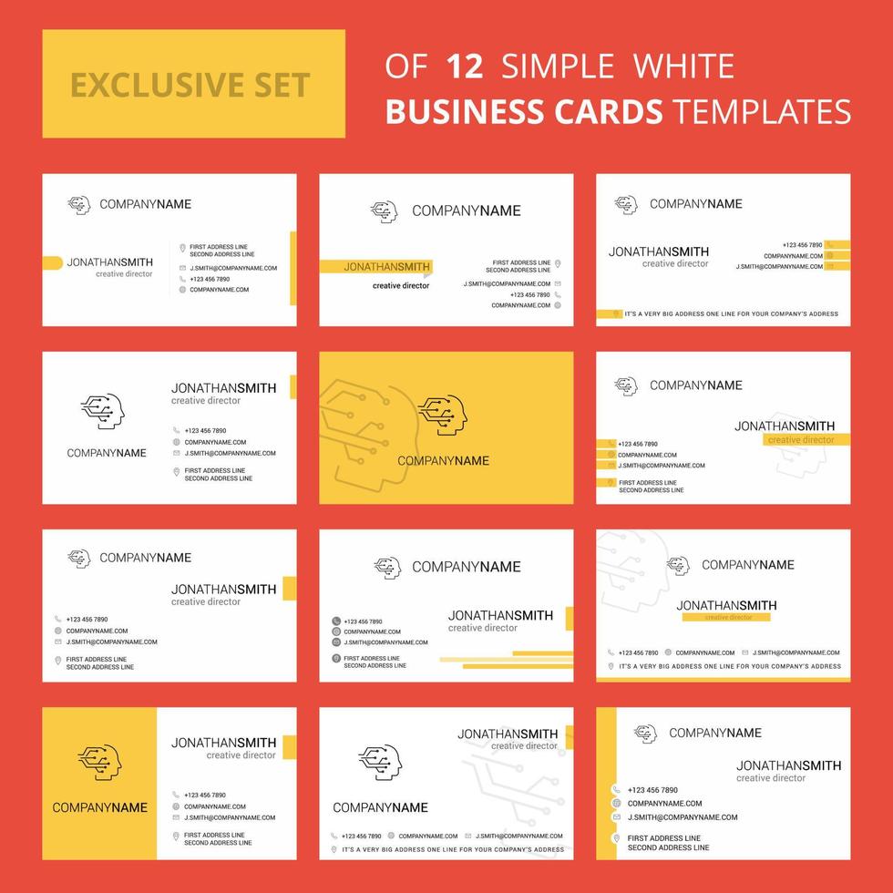 Set of 12 Robotics Creative Busienss Card Template Editable Creative logo and Visiting card background vector