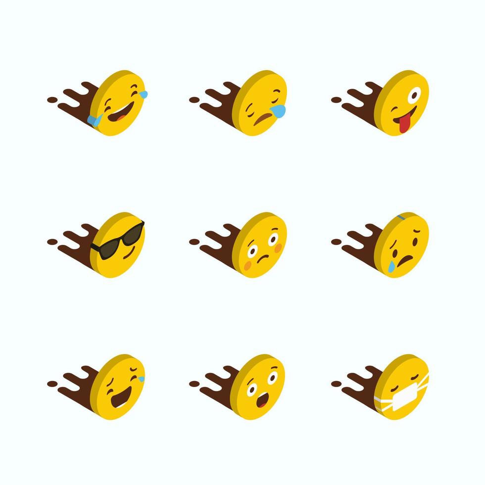 conjunto de vectores de diseño de emojis amarillos