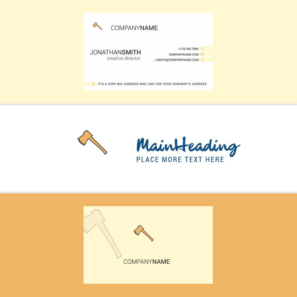 Beautiful Axe Logo and business card vertical Design Vector