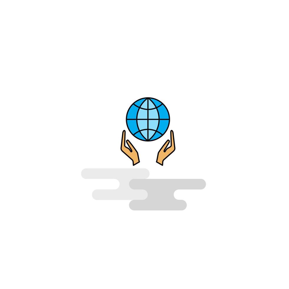 globo plano en manos icono vector
