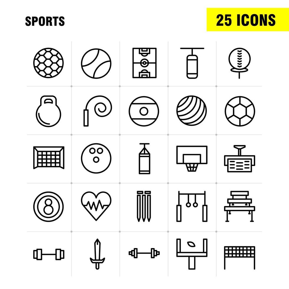 paquete de iconos de línea deportiva para diseñadores y desarrolladores iconos de pelota golf tee deportes tocones de cricket wicket vector deportivo