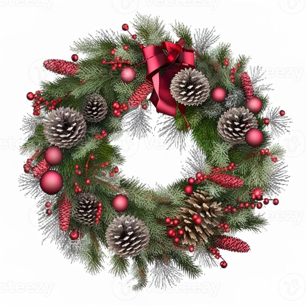 3d christmas Wreath on isolated white background. Holiday, celebration, december, merry christmas photo