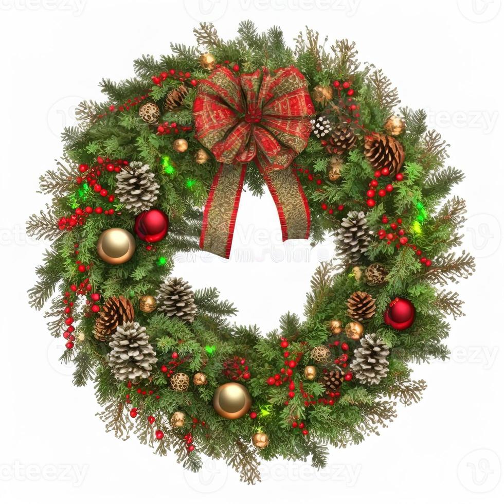 3d christmas Wreath on isolated white background. Holiday, celebration, december, merry christmas photo