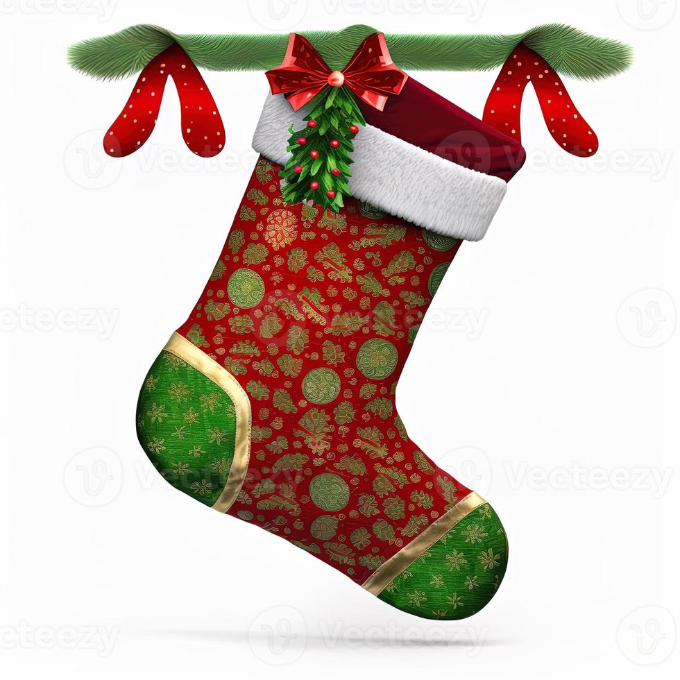 3d christmas stockings on isolated white background. Holiday, celebration, december, merry christmas photo