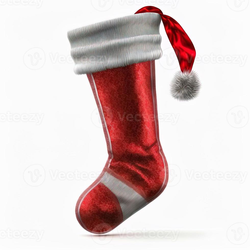 3d christmas stockings on isolated white background. Holiday, celebration, december, merry christmas photo