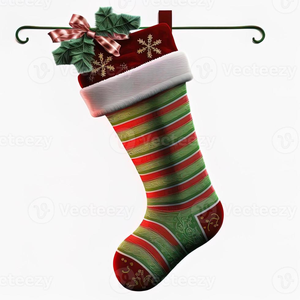 3d christmas stockings on isolated white background. Holiday, celebration, december, merry christmas photo